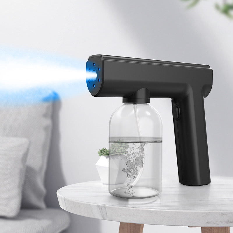 New wireless atomizing disinfection gun rechargeable nano spray electronic household blue light atomizer spray