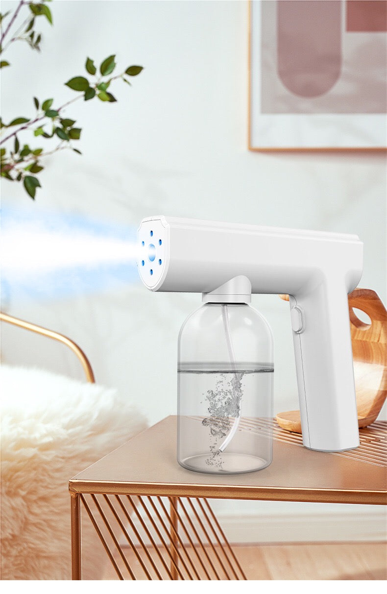 New wireless atomizing disinfection gun rechargeable nano spray electronic household blue light atomizer spray