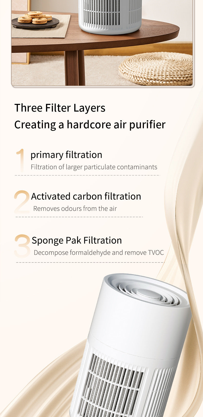 Purificateur d'air pour éliminer les bactéries et les aldéhydes