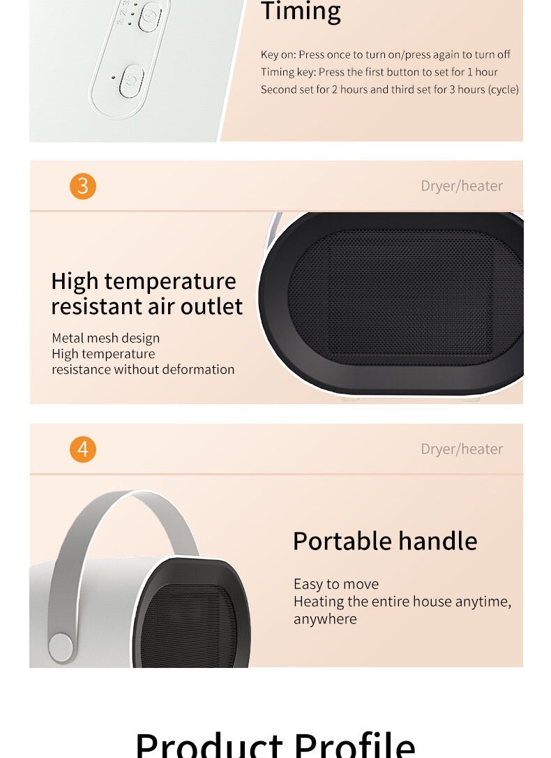 Intelligent Compact Energy Saving Heating Fans Warm Air Heater